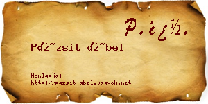 Pázsit Ábel névjegykártya
